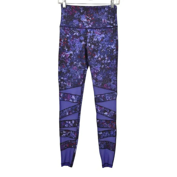 Ivivva  Rhythmic Tight Leggings Purple Black Mesh Athletic Size 14 - Picture 2 of 7